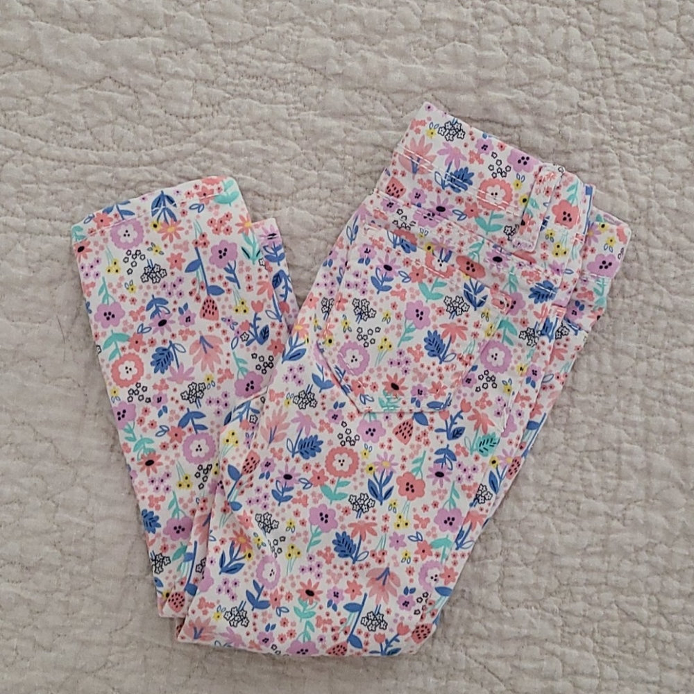 Girls floral pants - stretch denim material
